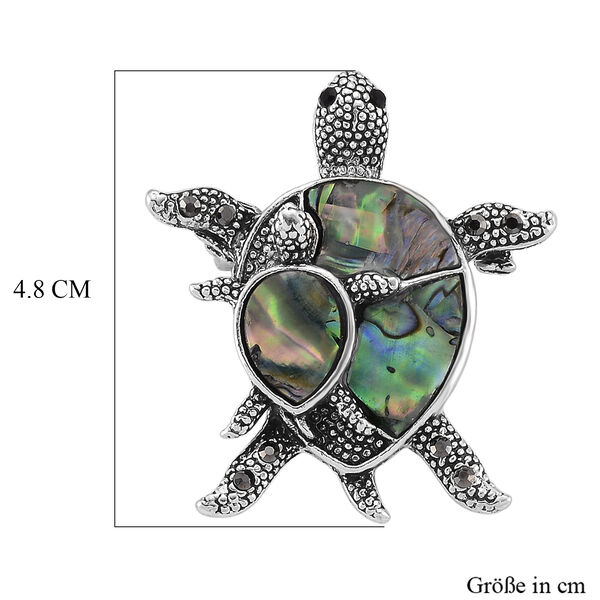 Abalone Muschel, Schwarze Kristall Brosche Reine Legierung Antik-silber-Plattierung image number 4