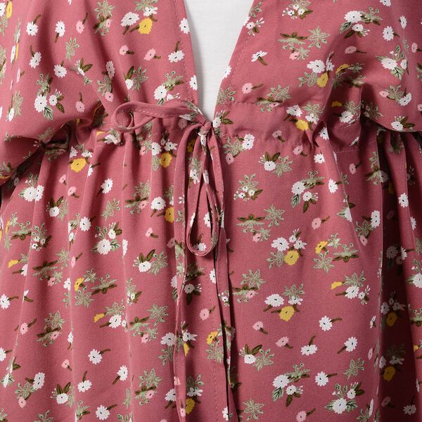 Kimono mit G&uuml;rtel, Blumenmuster, Altrosa, Einheitsgr&ouml;&szlig;e image number 4