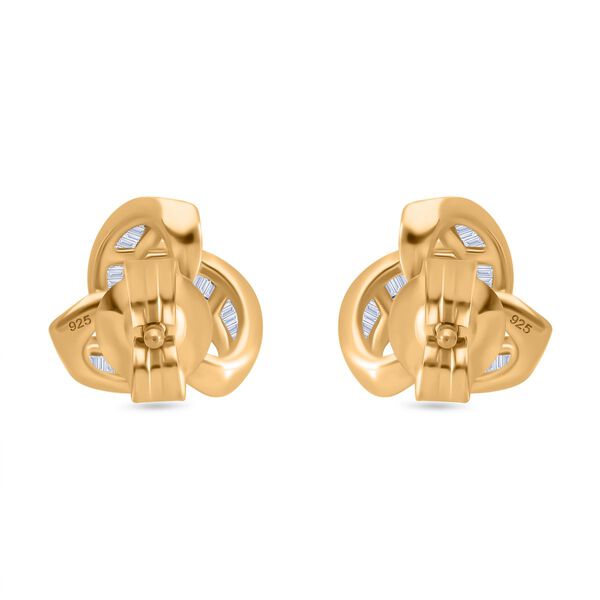 LUXURIANT SI-GH SGL zertifizierte Labor Diamant Liebesknoten Ohrringe, 925 Silber 750 Gelbgold Vermeil - 0,25 ct. image number 4