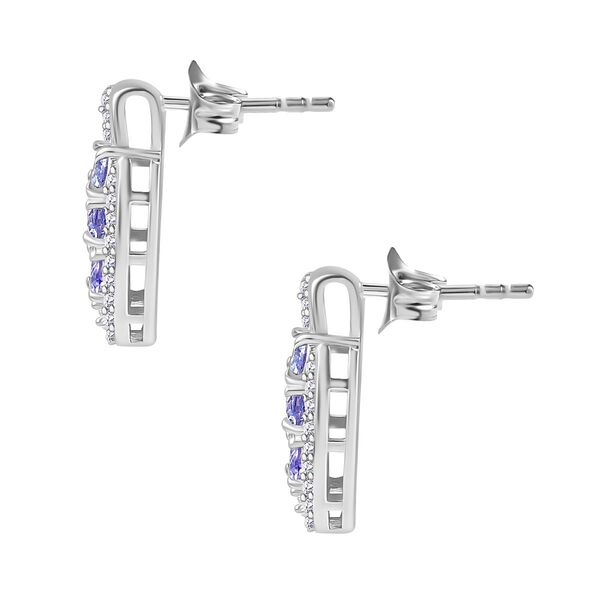 Tansanit, Wei&szlig;er Zirkon Ohrringe 925 Silber platiniert ca. 1,44 ct. image number 4