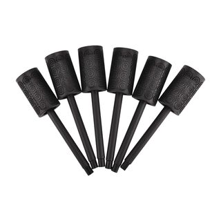 6er-Set- Solar-LED-Gartenleuchten, Flackernde Flamme, Kunststoff, 6,7x40 cm, schwarz, zylindrisch