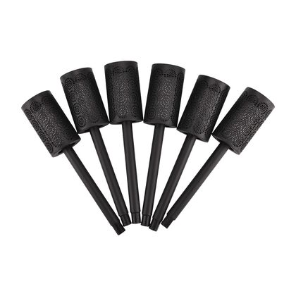 6er-Set- Solar-LED-Gartenleuchten, Flackernde Flamme, Kunststoff, 6,7x40 cm, schwarz, zylindrisch