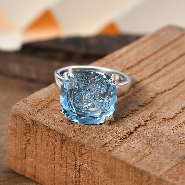 GP Celestial Dream Kollektion - Himmelblauer Topas, Zirkon und Kanchanaburi blauer Saphir-Ring - 12,86 ct. image number 2