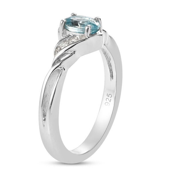 Kambodschanischer, blauer und wei&szlig;er Zirkon Ring in Silber, 0,77 ct. image number 5