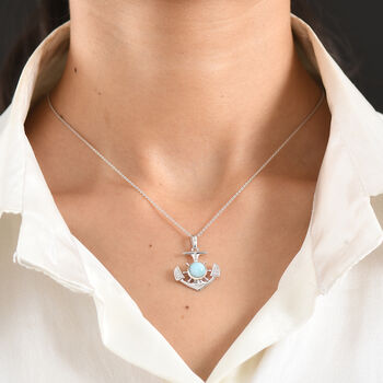 D'Joy Larimar, Wei&szlig;er Zirkon Anh&auml;nger 925 Silber Platiniert ca. 1,89 ct.