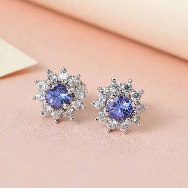 Tansanit und Zirkon Ohrstecker - 1,09 ct. image number 2