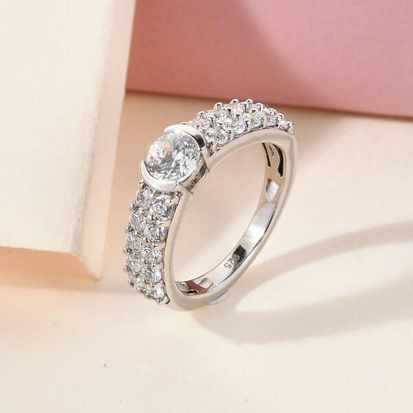 LUSTRO STELLA - feinster Zirkonia-Ring, 925 Silber platiniert image number 2