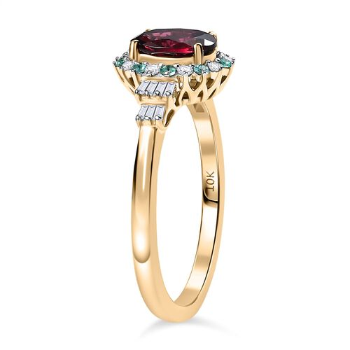 LUXORO zertifiziert und geprüft AAA Radiant Ember Granat, Paraiba Turmalin und Diamant Ring in 417 Gold - 1,76 ct. image number 1