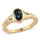 London Blau Topas und Zirkon Ring 925 Silber vergoldet  ca. 1,11 ct image number 3