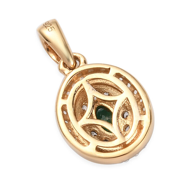 Sambischer Smaragd und Zirkon-Cluster-Halo-Anh&auml;nger in Silber image number 5