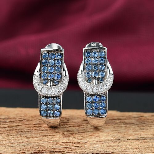 Ceylon-Saphir, Moissanit Ohrringe 925 Silber rhodiniert ca. 1,57 ct. image number 1