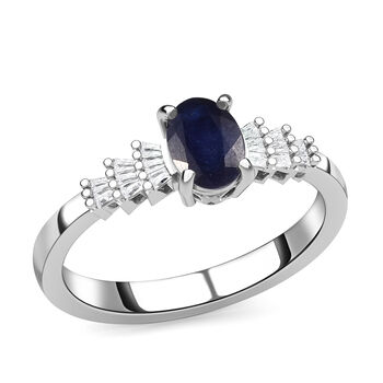 Masoala Saphir und Diamant Ring, 925 Silber platiniert, ca. 1,35 ct.