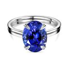 AAAA Tansanit, Weißer Diamant Ring 950 Platin (Größe 18.00) ca. 4.87 ct