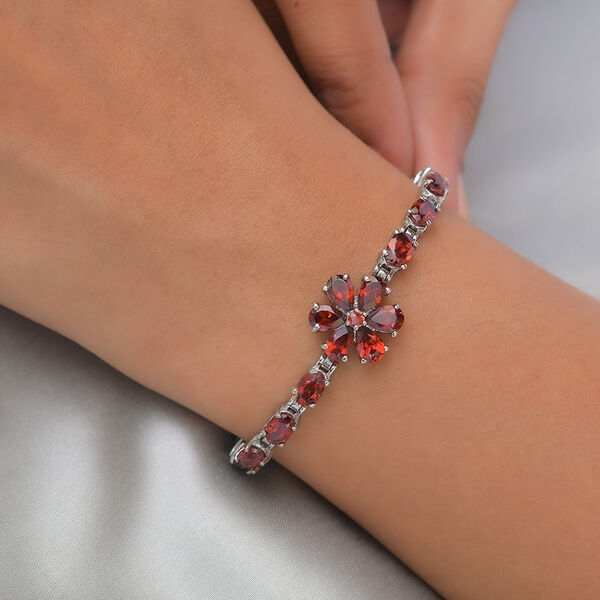 Rotes Granat-Armband, 19 cm, Edelstahl ca. 10,22 ct image number 3