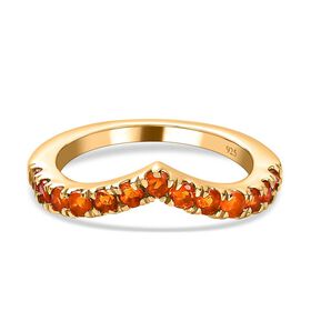 AA Feueropal Ring, 925 Silber Gelbgold Vermeil, (Größe 18.00) ca. 0.43 ct