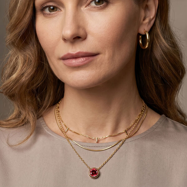 D'Joy Lab Grown Padparadscha-Saphir Anh&auml;nger mit Kette, ca. 50 cm 925 Silber 750 Gelbgold vermeil und Edelstahl 750 Gelbgold vermeil ca. 1.29 ct image number 2
