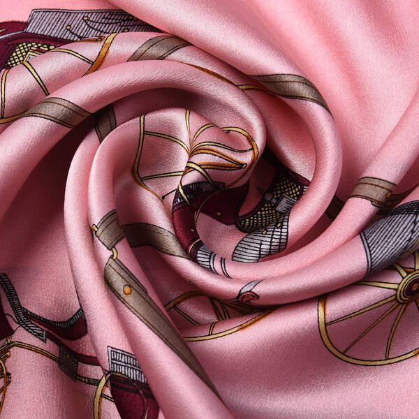 LA MAREY: Bedruckter Schal aus 100% Maulbeerseide, inkl. Geschenkbox, Rosa&nbsp; image number 5