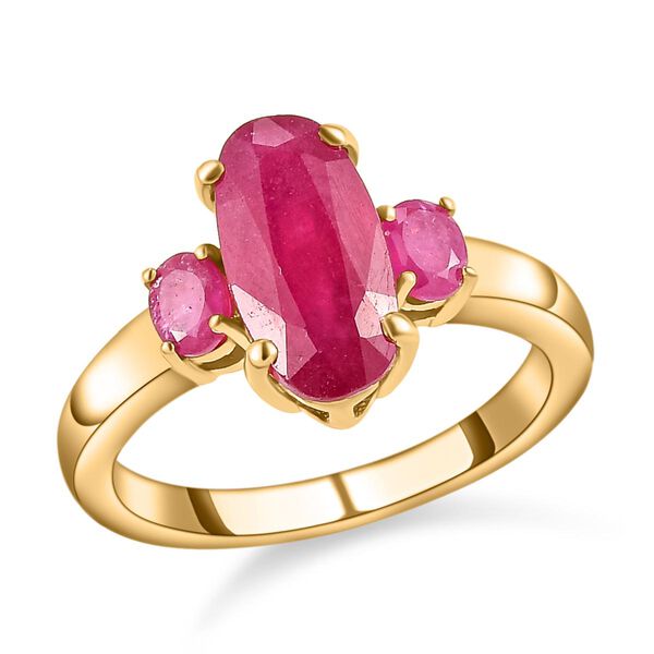 Afrikanischer Rubin (Fissure gefüllt)-Ring, 925 Silber vergoldet (Größe 21.00) ca. 3.81 ct image number 4