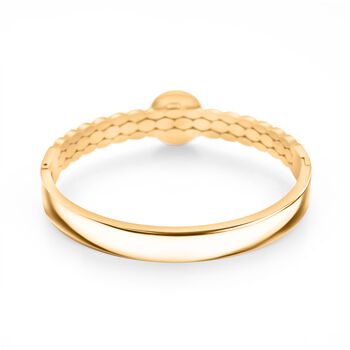 Blauer Howlit, Wei&szlig;er Kristall Armreif ca. 19 cm, 316L Edelstah, vergoldet