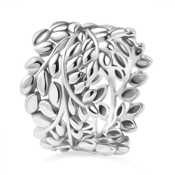 Blatt Bandring im Designer-Stil in Silberton image number 4