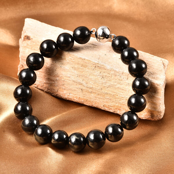 Shungit flexibel Armband ca. 20 cm lange mit Magnetschloss 925 Silber rhodiniert image number 2