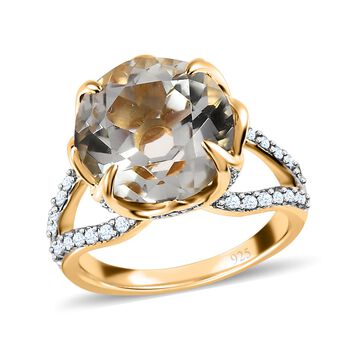 Prasiolith und Zirkon Ring - 8,06 ct.