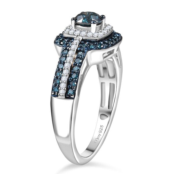 D'Joy Blauer Diamant Ring 925 Silber rhodiniert (Größe 17.00) ca. 1,03 ct image number 4