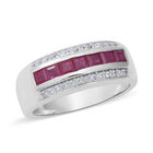 Rubin und Zirkon Ring 925 Silber platiniert (Größe 20.00) ca. 0,94 ct