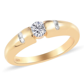 88 Facetten Moissanit Ring 925 Silber vergoldet  ca. 0,28 ct