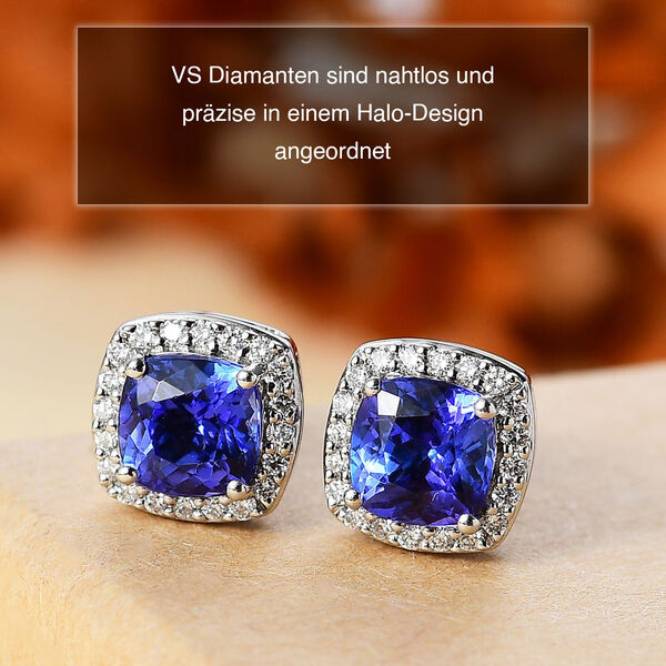 RHAPSODY AAAA Tansanit und VS Diamant Ohrringe in 950 Platin - 2,50 ct. image number 2