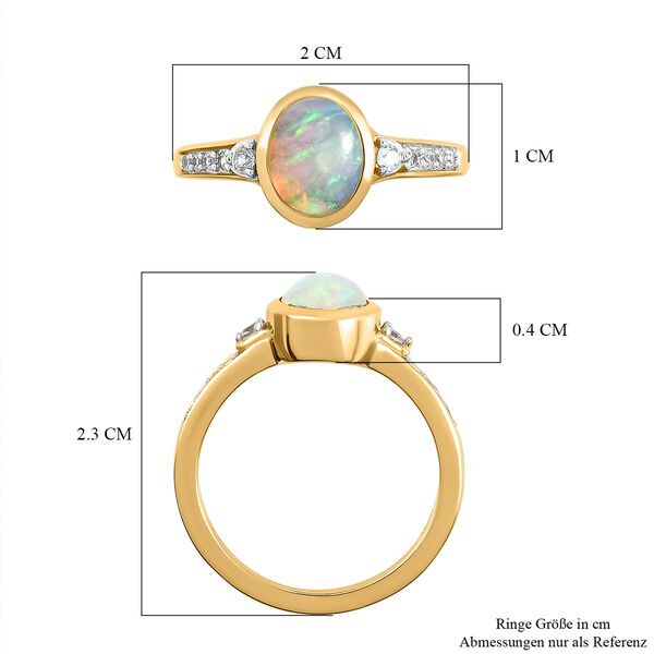Nat&uuml;rlicher, &auml;thiopischer Opal und wei&szlig;er Zirkon-Ring, 925 Silber vergoldet  ca. 0,95 ct image number 7