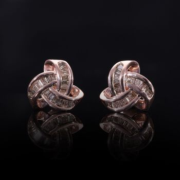 LUXURIANT SI-GH SGL zertifizierte Labor Diamant Liebesknoten Ohrringe, 925 Silber 750 Ros&eacute;gold Vermeil - 0,25 ct.