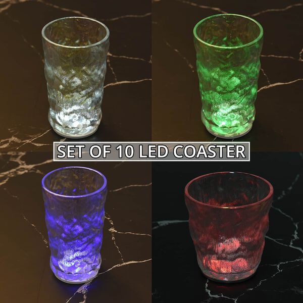 LED-Untersetzer-Set (10 Stk.), Lichtfarben: Blau (3), Gr&uuml;n (3), Rot (2), Wei&szlig; (2) image number 1