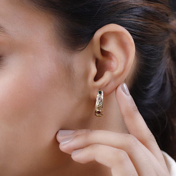 Nat&uuml;rliche, mehrfarbige Turmalin und Zirkon-Creolen - 1,27 ct. image number 3