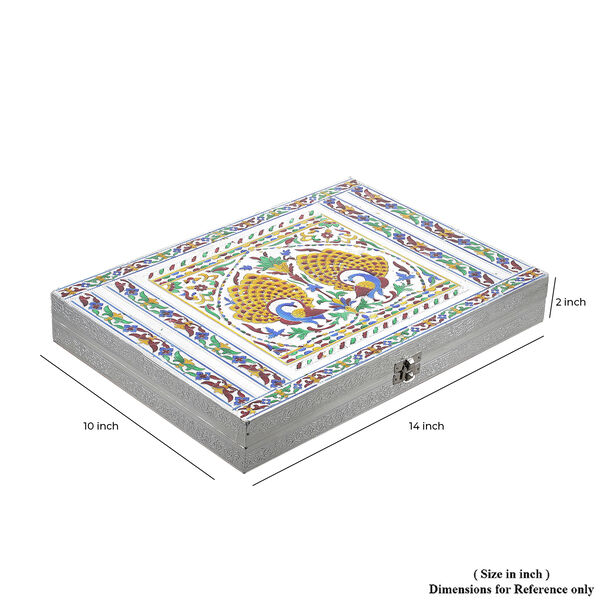 Minakari-Ringbox, Pfauentanz-Design, für 150 Ringe, 35,6x25x5,8 cm image number 8