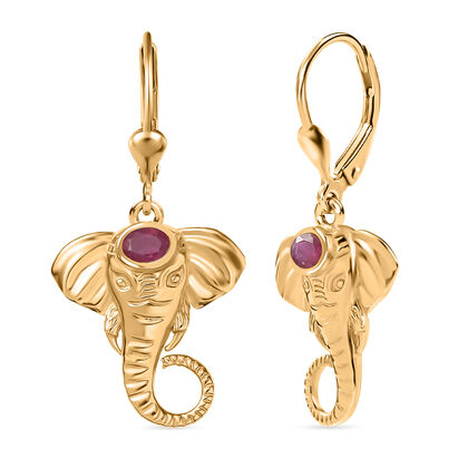 D joy AA Afrikanischer Rubin (Fissure gef&uuml;llt) Ohrringe 925 Silber 750 Gelb Vergoldet ca. 0.57 ct