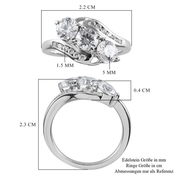 LUSTRO STELLA Hergestellt mit ZIRKONIA Ring 925 Silber Platin-&Uuml;berzug (Gr&ouml;&szlig;e 16.00) ca. 2,93 ct image number 6