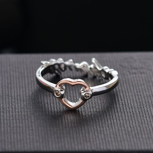 GP Amore Kollektion - Kanchanaburi Blauer Saphir, Natürlicher Champagner Diamant Ring 925 Silber (Größe 20.00) ca. 0.05 ct image number 1
