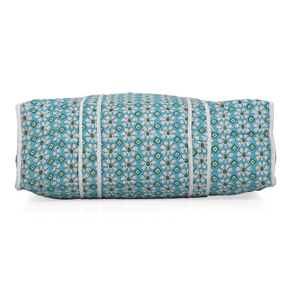 Livmore  Quilted Fabric bag SIZE- 45x 43x 15 cm HANDLE LOOP -50cm, HANDLE WIDTH-4 cm With zipper closure Color-SKY Blue image number 7