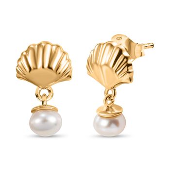 S&uuml;&szlig;wasser Perle (ca. 6 mm) Ohrringe 925 Silber vergoldet