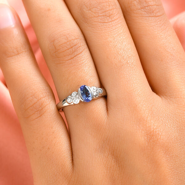 Tansanit und Zirkon Ring 925 Silber platiniert  ca. 0,76 ct image number 3
