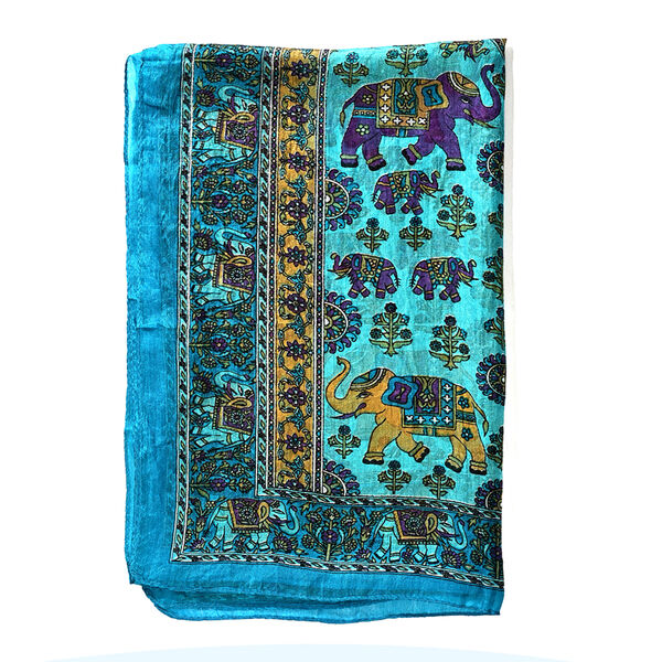 LA MAREY - Seidenschal 100% Seide 50 x 170 cm Blau image number 4