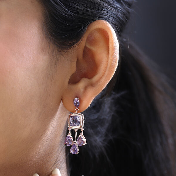 AA Rose De France Amethyst Ohrringe, 925 Silber ros&eacute;vergoldet ca. 9.19 ct image number 2