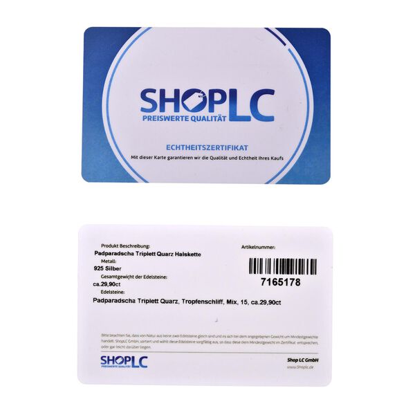 Padparadscha Triplett Quarz Halskette, ca. 45 cm, 925 Silber platiniert ca. 29.90 ct image number 6