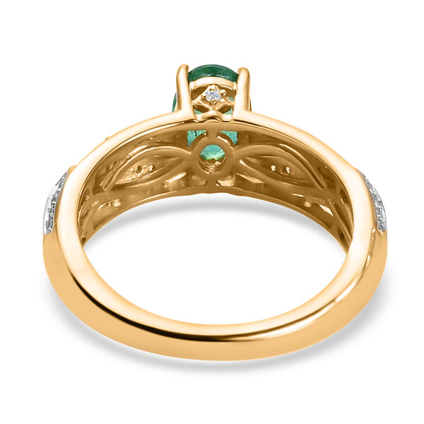 Sambischer Smaragd und Zirkon-Ring, 925 Silber Gelbgold Vermeil  ca. 1,03 ct image number 5