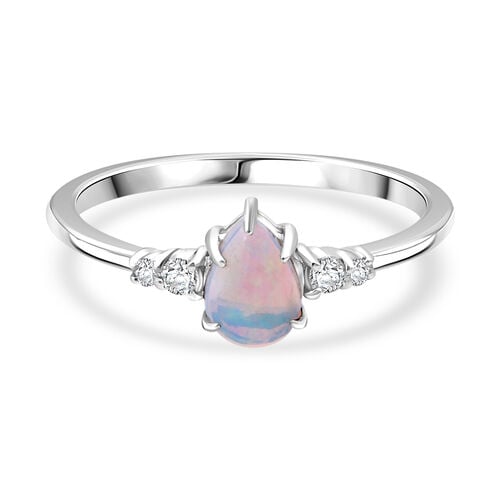 AA Natürlicher, äthiopischer Welo Opal, Moissanit Ring 925 Silber rhodiniert (Größe 18.00) ca. 0,65 ct image number 0