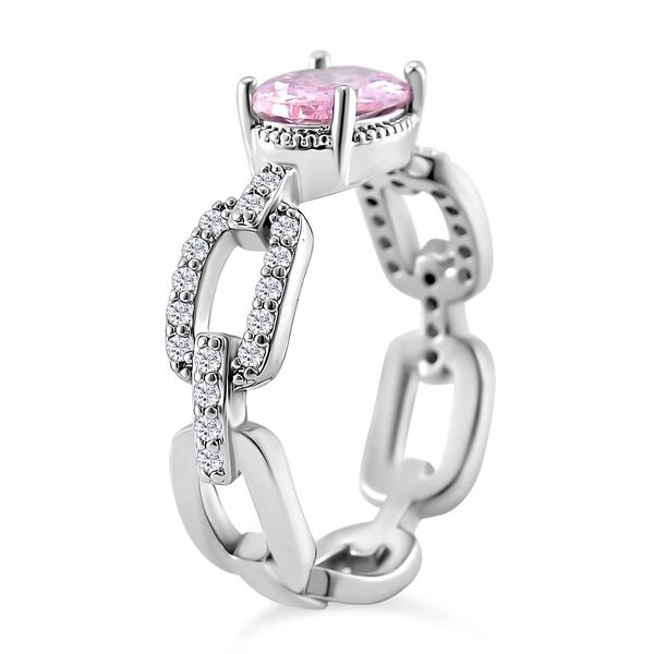 Rosa Zirkonia, Weißer Zirkonia Ring Messing (Größe 17.00) image number 3