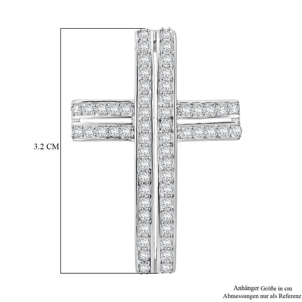 Lustro Stella Wei&szlig;er Zirkonia Kreuz Anh&auml;nger 925 Silber rhodiniert image number 5