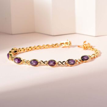 Sternrubin Armband, ca. 20 cm 925 Silber vergoldet ca. 10.82 ct