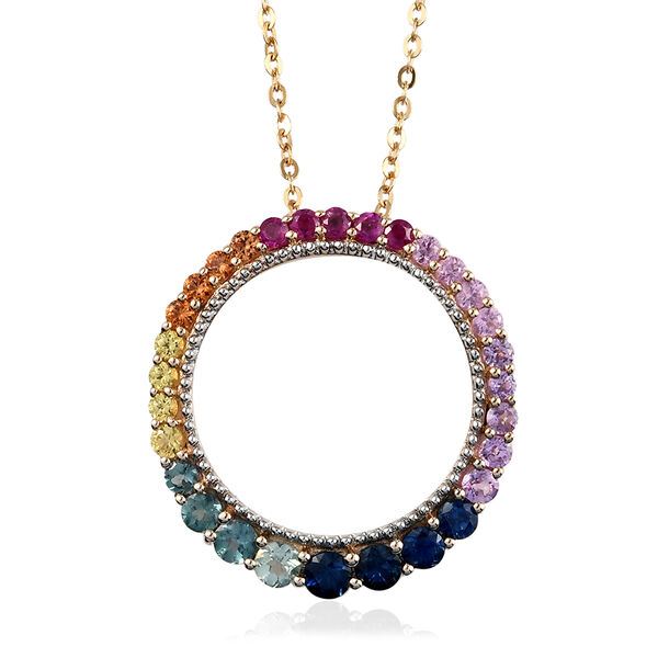 AA Alexandrit und Mehrfarbig Saphir Anh&auml;nger mit Kette 50 cm 375 Gelbgold ca. 2,34 ct image number 0